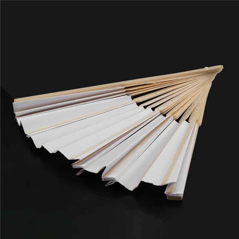 

120 Pack Hand Held Fans White Paper Fan Bamboo Folding Fans Handheld Folded Fan For Church Wedding Gift, Party Favors