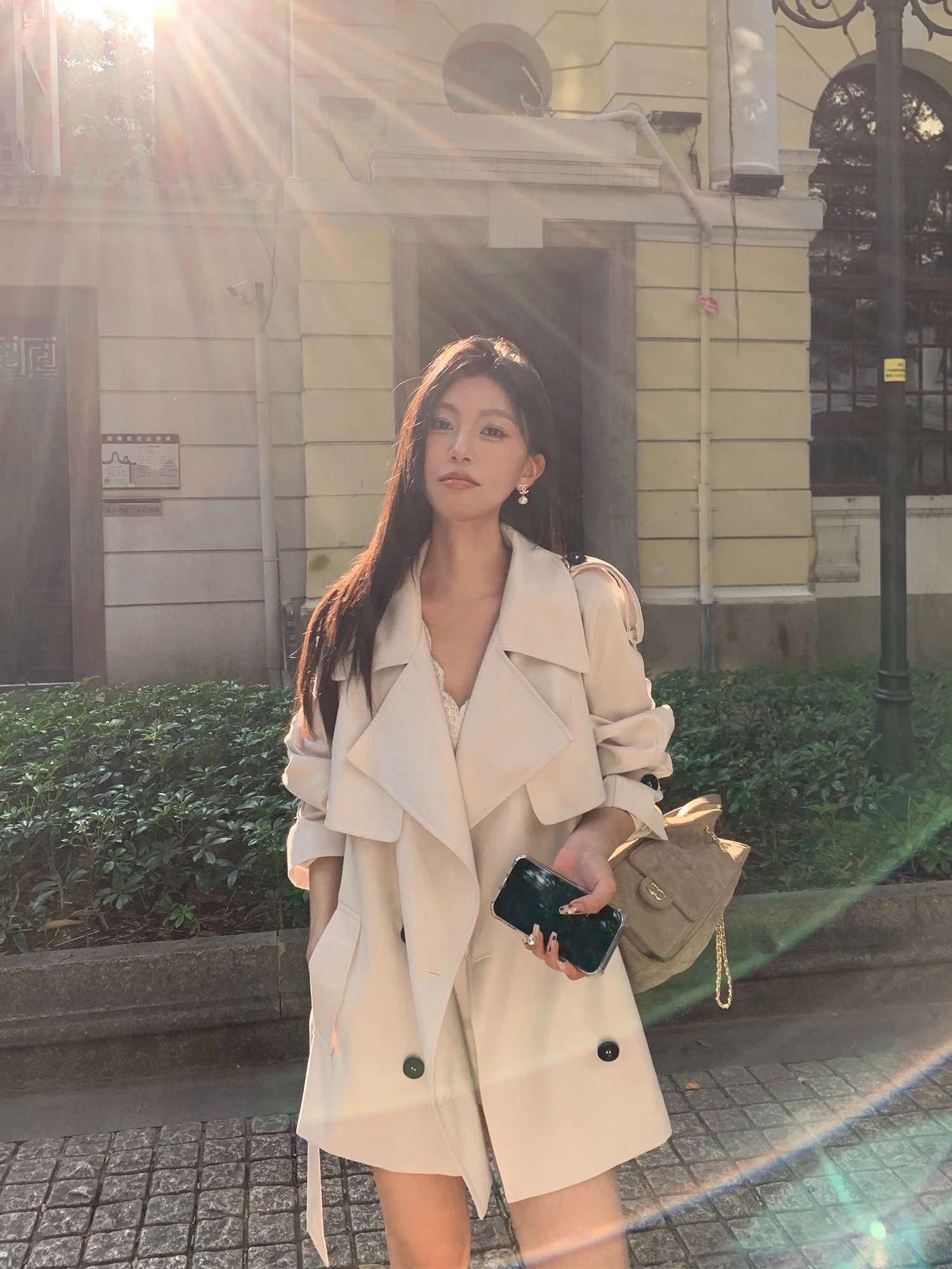 

Классический женский костюм Pusumede Paris Writer, пальто с застежкой на талии, длина миди, двубортный, длинный све, полиэфирное волокно