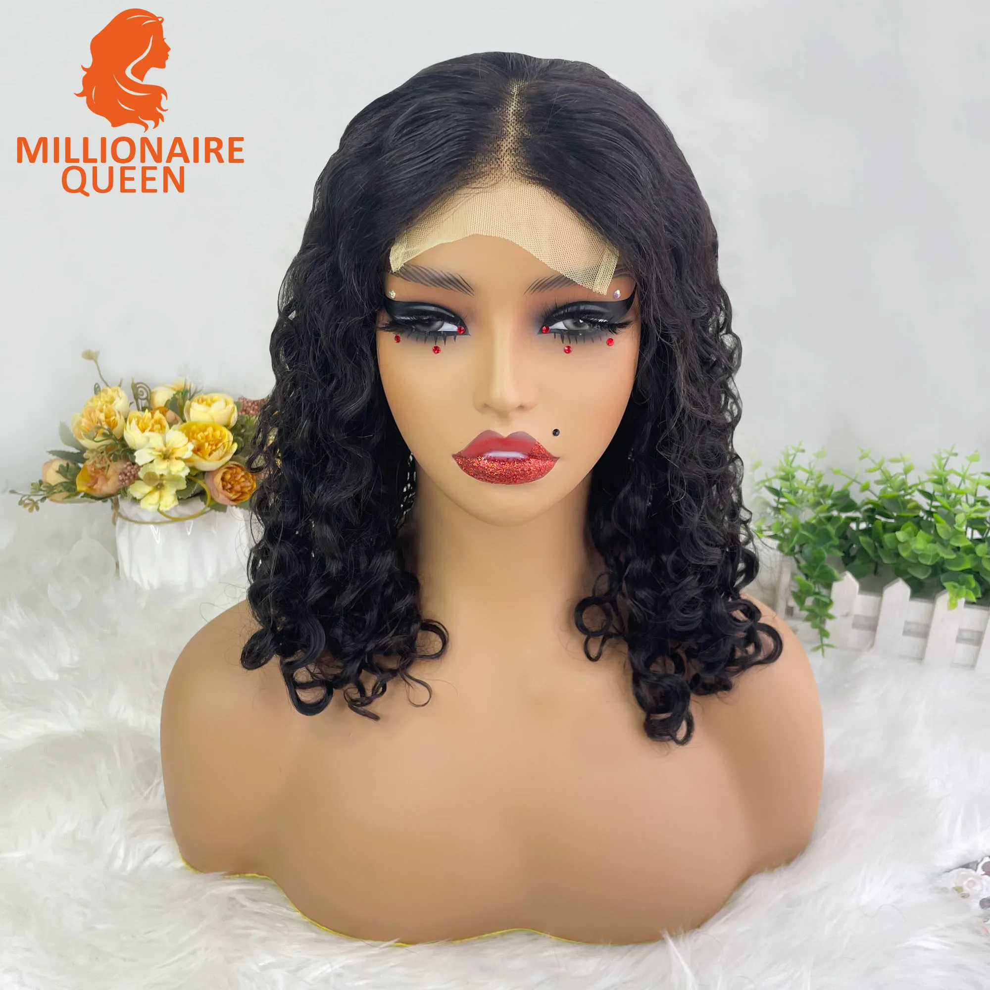 Bouncy Super Double Drawn Vietname Hair Italina wave 4x4 Bob Wig with 100% Human Hair Nature Black 250% Density For Black Women