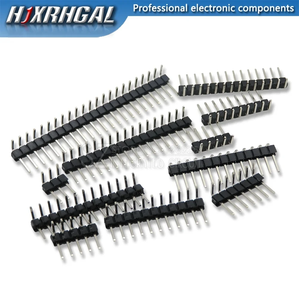 10PCS 1X/2/3/4/5/6/8/10/40 PIN Single Row Right Angle MALE PIN HEADER 2.54MM PITCH Strip Connector Socket 3p/4p/6p/8p/20p/40p