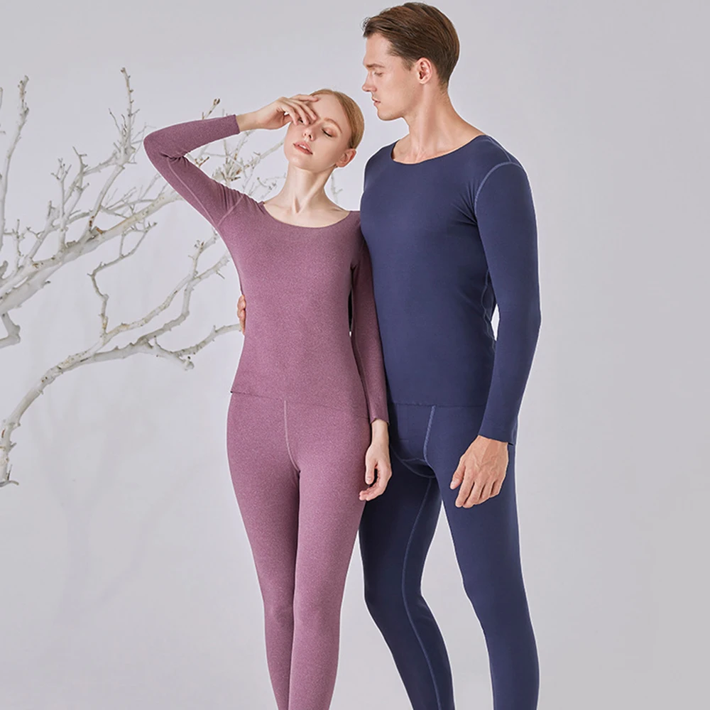 

Women Thermal Underwear Men Long Johns Warm Winter Clothes AB Double Side Brushed Soft Seamless Bottoming Underwear Lingerie Set