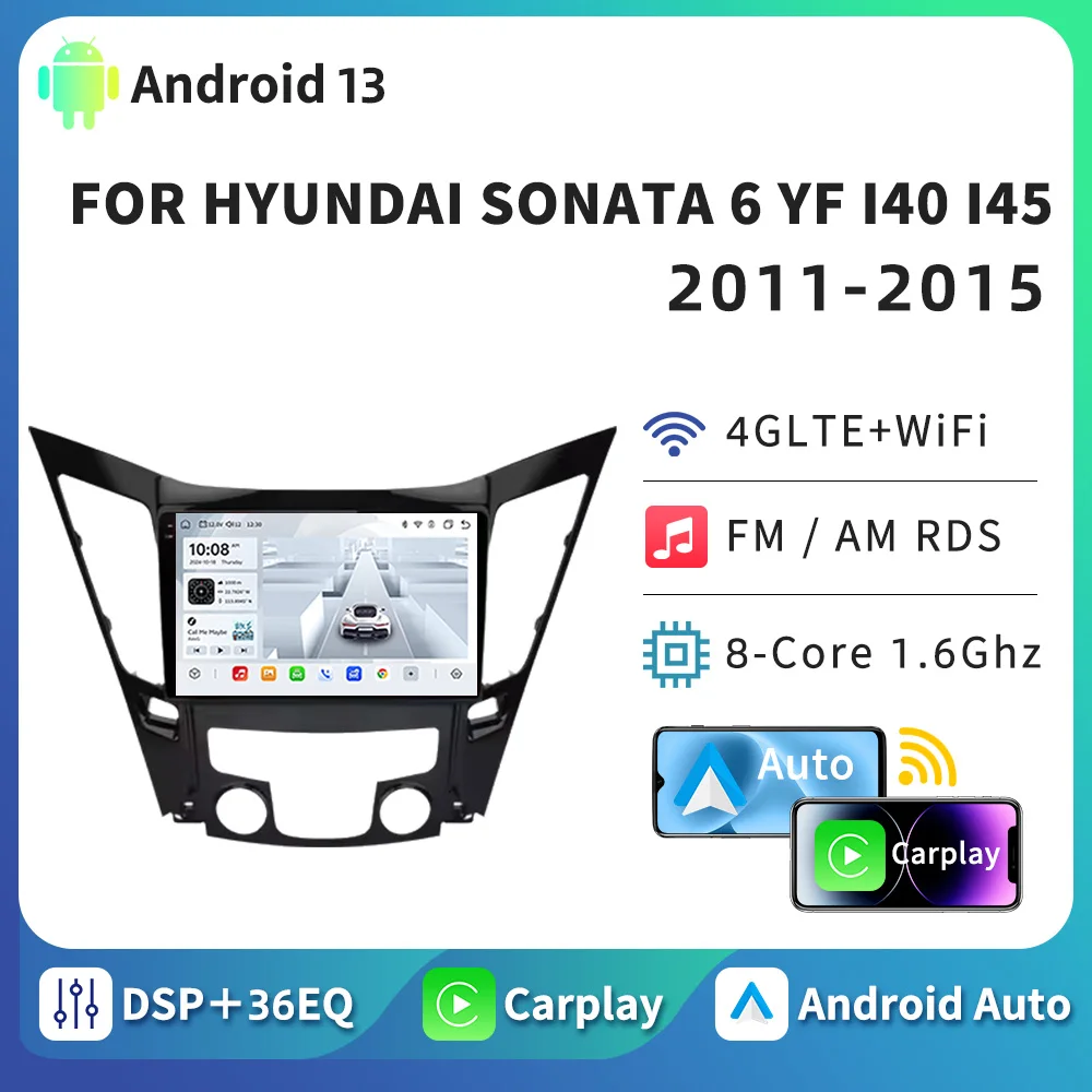 

HTZM For Hyundai Sonata 6 YF i40 i45 2011 - 2015 Carplay Android Auto Multimedia Radio WiFi 4G Navigation GPS Video Player