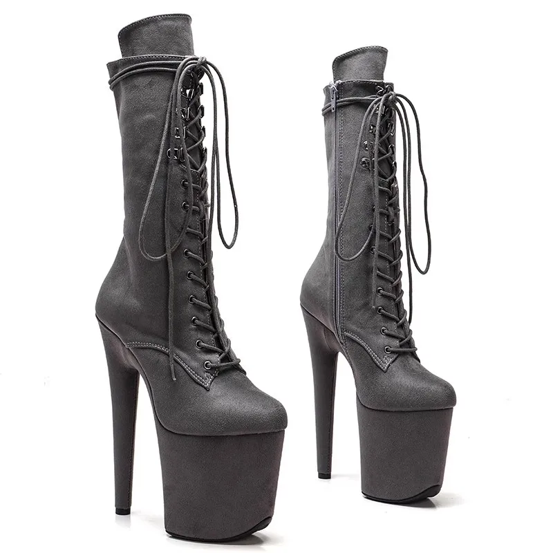 

New Women 20CM/8inches Suede Upper Plating Platform Sexy High Heels Boots Pole Dance Shoes 177