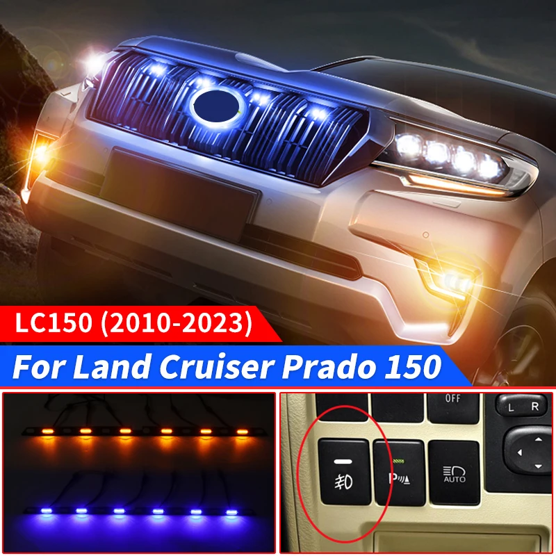 For Toyota Land Cruiser Prado 150 FJ150 LC150 2014-2023 2020 2019 Accessories Upgrade Decoration Led Light Grille Width Lamp