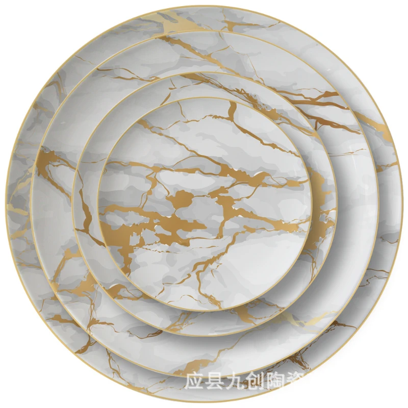 Marble plate Nordic ceramic creative plate  cubiertos de acero inoxidable  dishes and plates sets dinner set plates and dishes