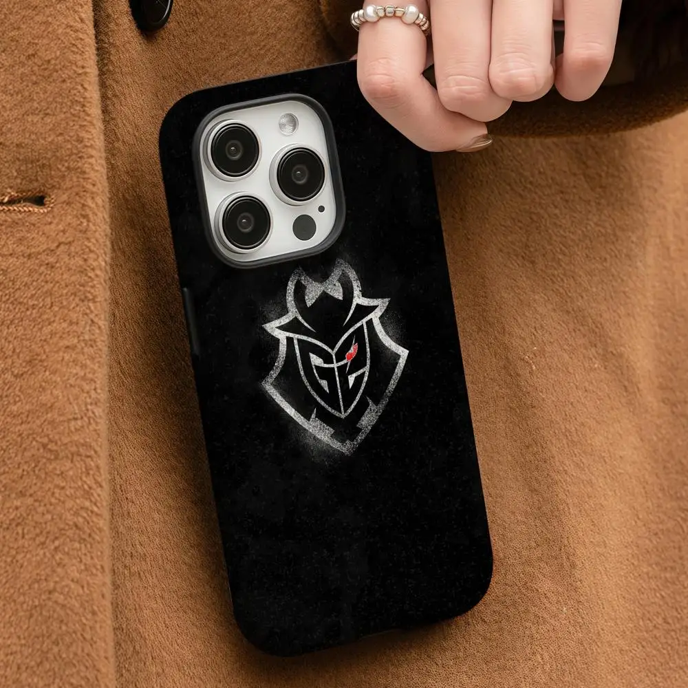 

G2 Esports Phone Case For iPhone 16 15 14 13 12 11 Pro Max Plus Glossy HD Double-Layer Liquid Back Film Hard Shell