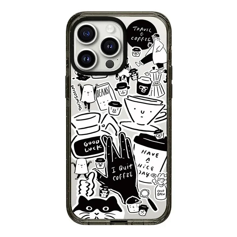 

2.0 Upgrade Acrylic Border Coffee Cup Phone Case Cover for iPhone 11 12 13 14 15 16 Pro Max Case for iPhone 16 Pro