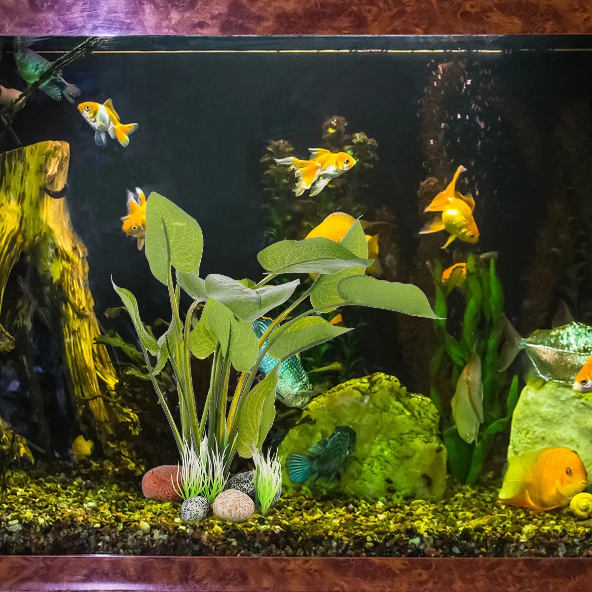 1-セット水族館装飾樹脂装飾品水槽シミュレーション水生植物環境に優しい耐久性のある人工水生植物リアルな