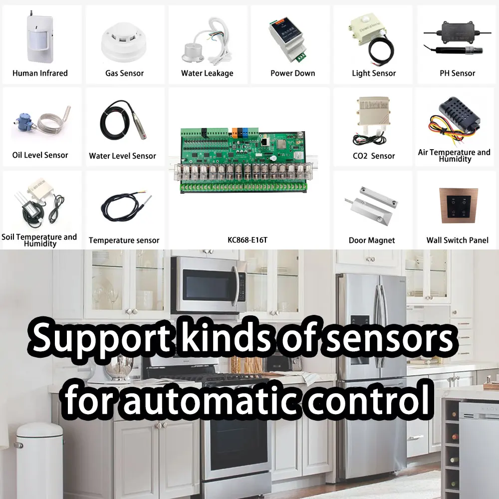 KC868-E16T Tuya ESP32 Relay Board Smart Home Automation Controller Tasmota ESPHome WiFi/RJ45/RS485 RTC IIC Module