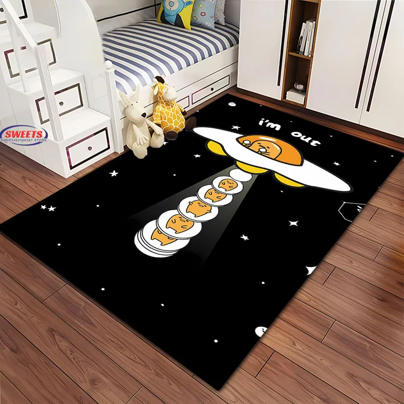 3D HD Printing Miniso Sanrio Gudetama Cartoon Carpet for Living Room Bedroom Mat Sofa Doormat Floor Rug Anti-slip Decor Mat Gift