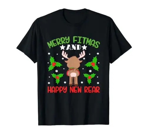 

Cute Deer Merry Fitmas and a Happy New Year T-Shirt