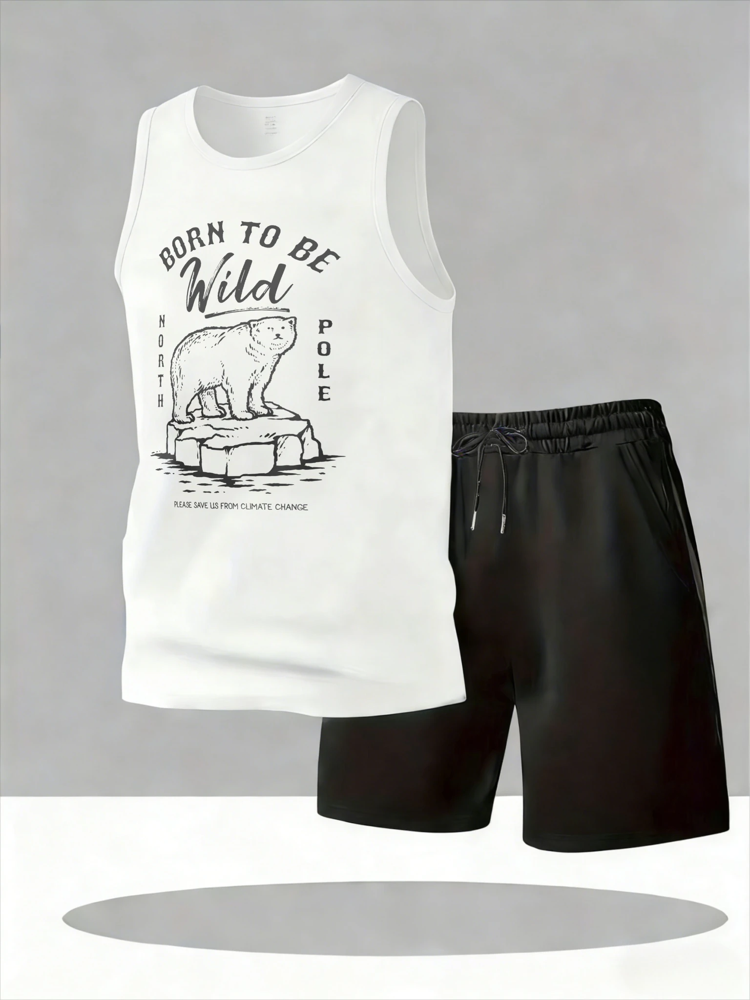 Men's Tank Top Sets 2026 Summer Quick drying seaside oversize Breathable running crewneck jogging suit 2 piece set sports