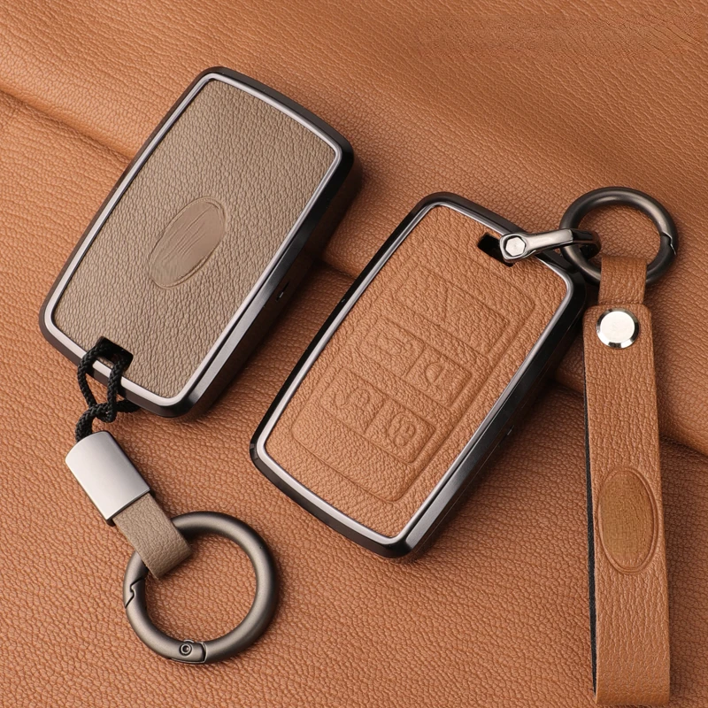 

Suitable For Land Rover Autobiography Discovery Freelander Evoque Zinc Metal + Goatskin Leather Car Remote Key Case Cover