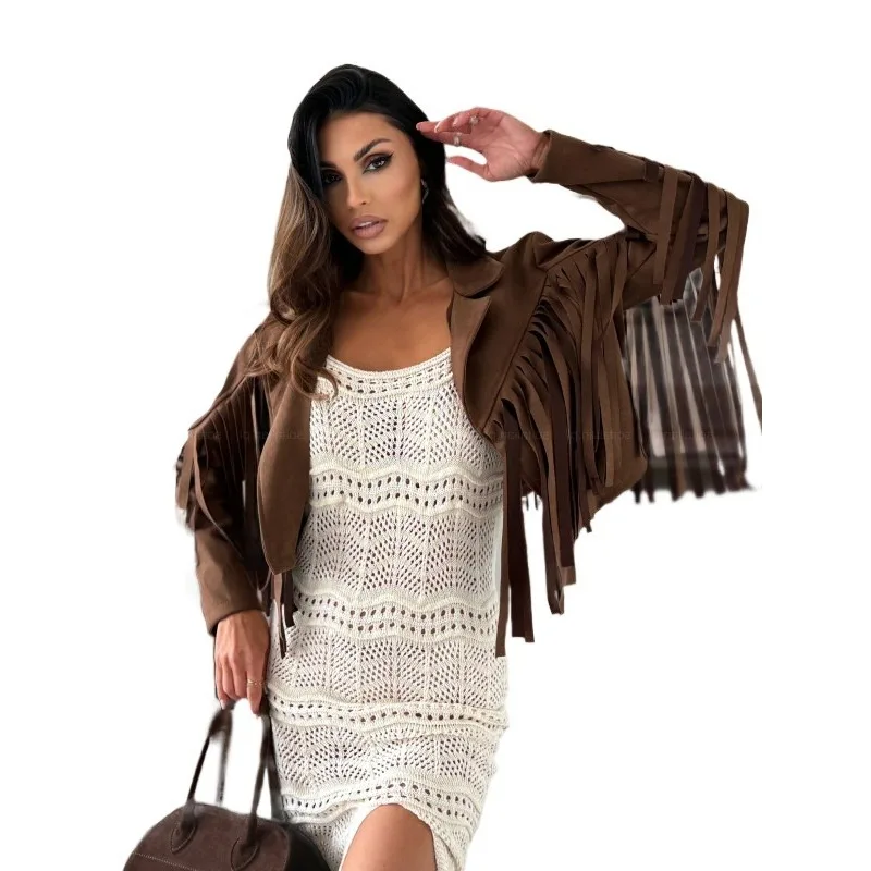 

New 2025 Autumn New Tassel Super Short Jackets for Women Goth Roupas Femininas