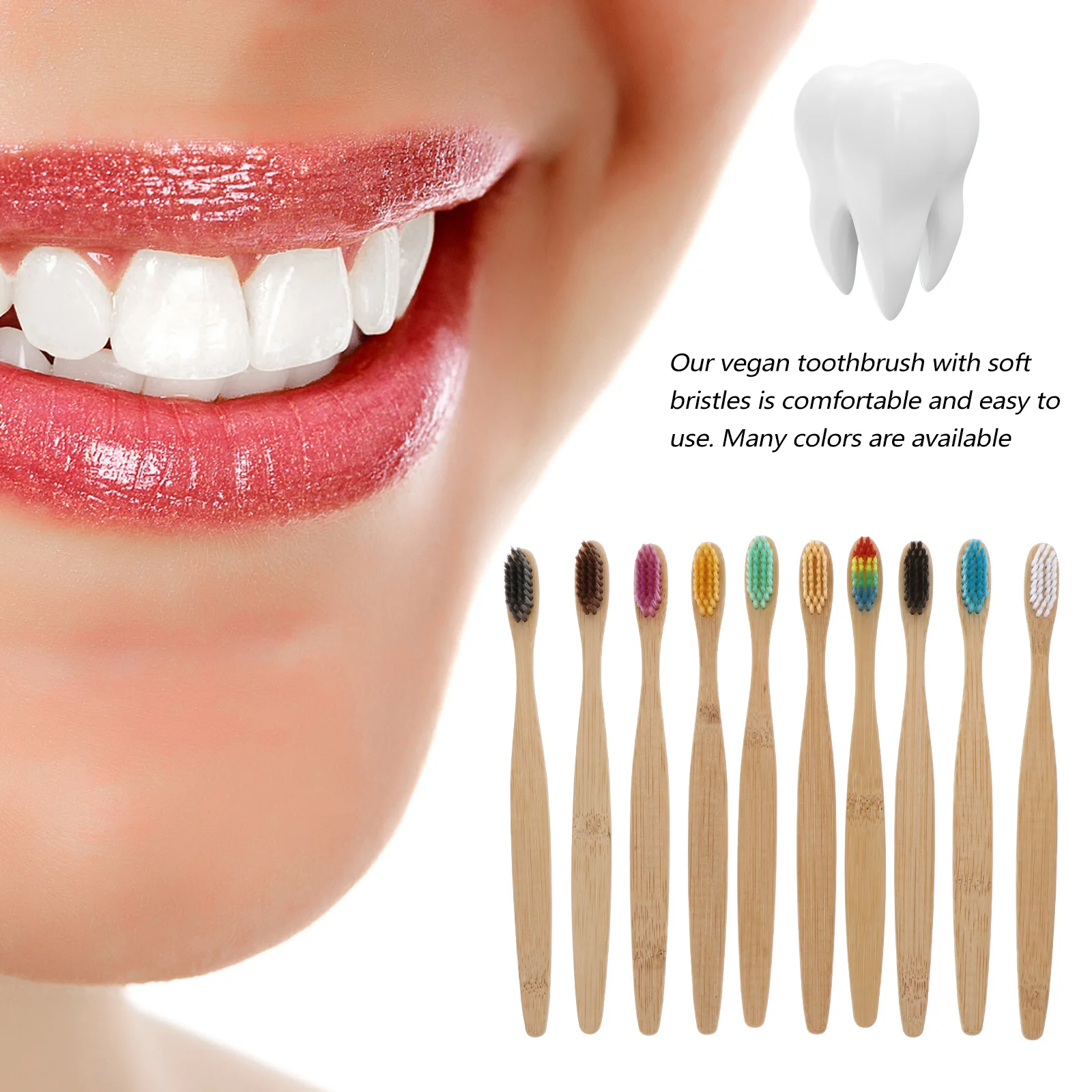 

10Pcs Bamboo Toothbrush Wood Handle Soft Bristles for Adults Travel Home Teeth Cleaning Tool Bamboo Toothbrush