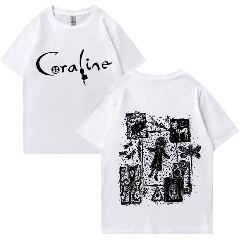 Coraline Movie Graphics vintage T shirt 2024 Mężczyźni Kobiety Moda vintage streetwear koszulka unisex z krótkim rękawem