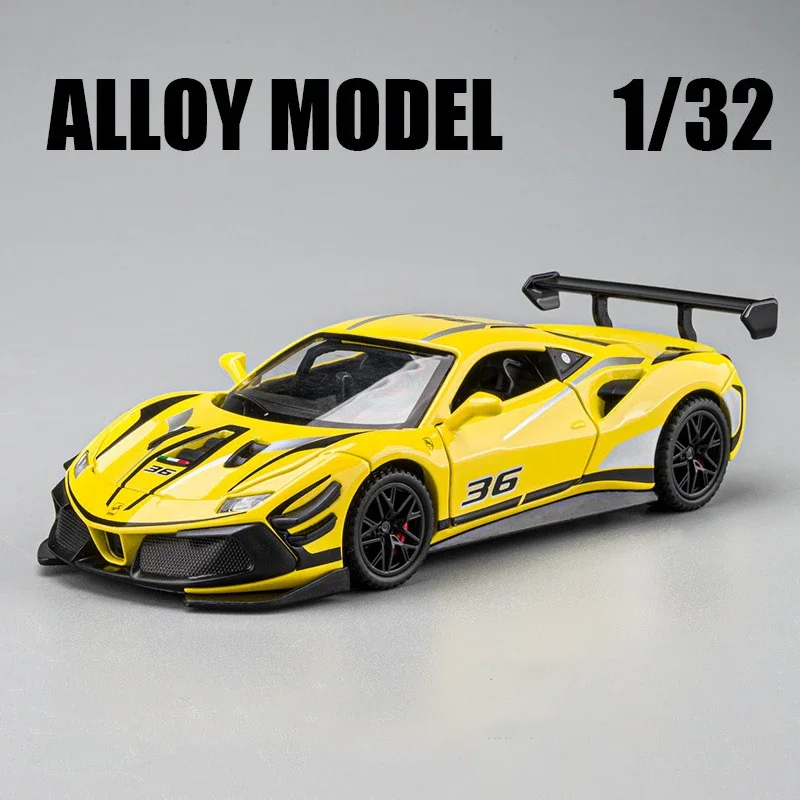 Ferrari Smile Car Alloy Diecasts and Toy Vehicles, Version piste, Son, Lumière, Berceau arrière, Cadeaux pour enfants, 1:32, 488