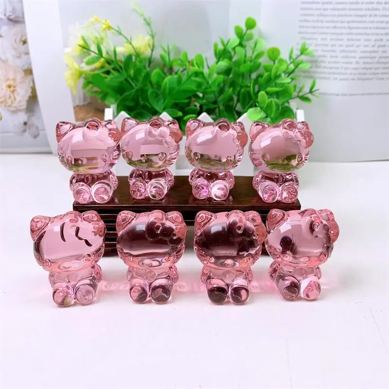 

4.9cm Natural Opalite Cartoon KT Cat Carving Crystal Healing Animals Figurines Home Decorations DIY Gift 1pcs