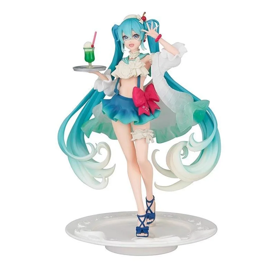 New Hatsune Miku figure Soda  cream dress The Props Desktop Decoration Collection PVC Model Toys Kids Gifts