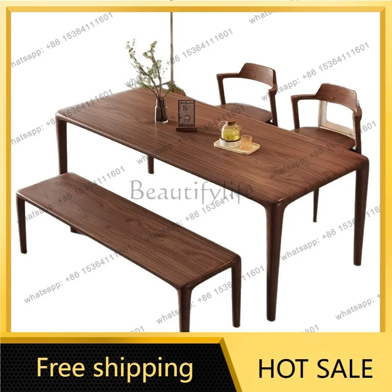 Factory Direct Sales South American Black Walnut Rectangle Dining Table Full Solid Wood Household Large Board Table