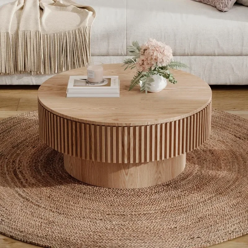 Round Coffee Table with Storage, 31.5