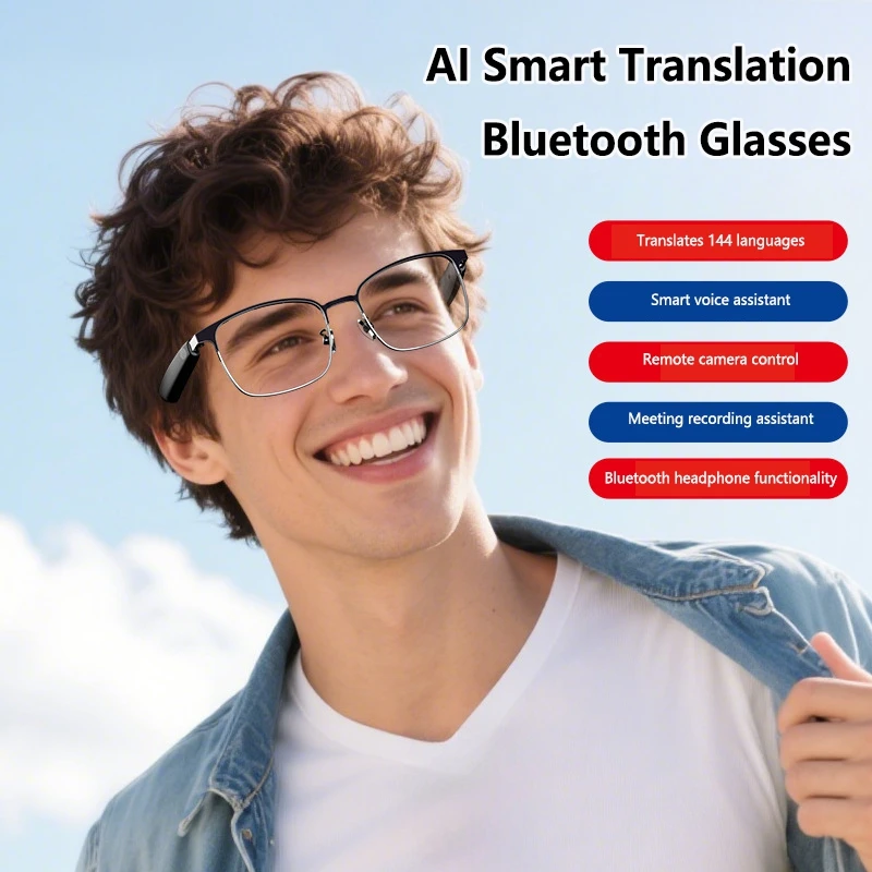Smart AI Translation Bluetooth Glasses Simultaneous Interpretation Calling Multifunctional Bluetooth Glasses
