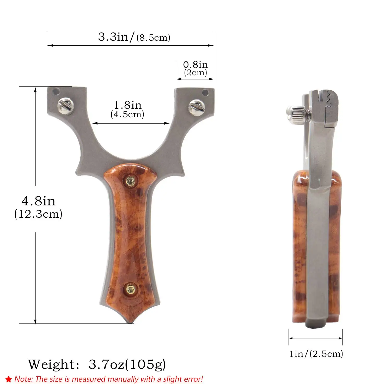 Zinc Alloy Y-Shaped Slingshot Flat Top Clamp Yellow Wood Grain & Carbon Fiber Pattern Inlay Outdoor Target Practice
