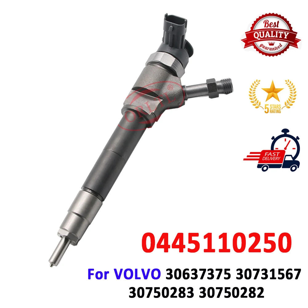 ORLTL New 0445110250 0986435123 0 445 110 250 Diesel Fuel Injector For Ford-Ranger Mazda-BT-50 VOLVO 30637375 30731567 30750283