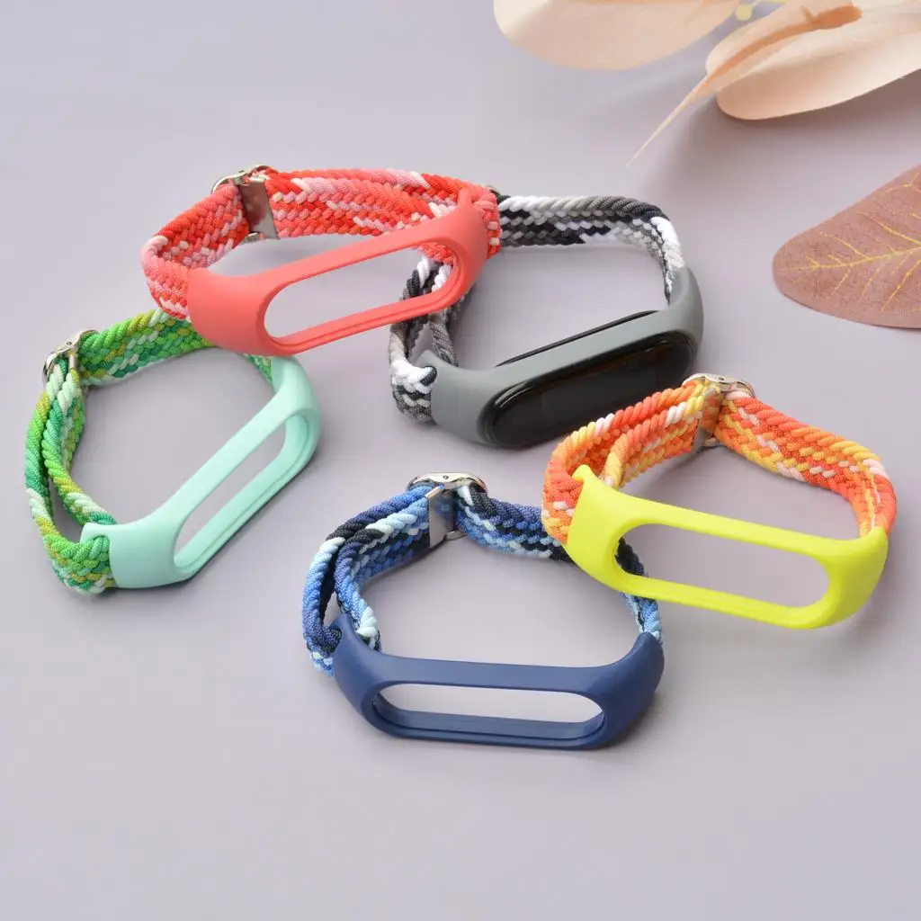 Braided Strap for Mi band 8 bracelet Elastic adjustable Nylon Miband4 miband 5 correa Wristband for xiaomi Mi band 4 3 5 6 7 8