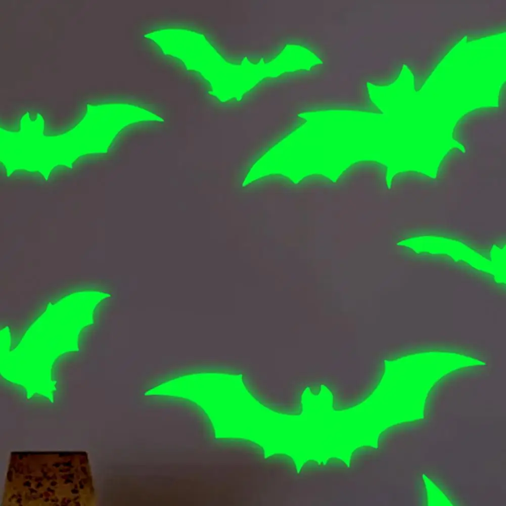 Pvc Wall Stickers Glowing Wall Stickers Glow Dark Wall Stickers Waterproof Self-adhesive Pvc Decals Glitter Bat for Bedroom