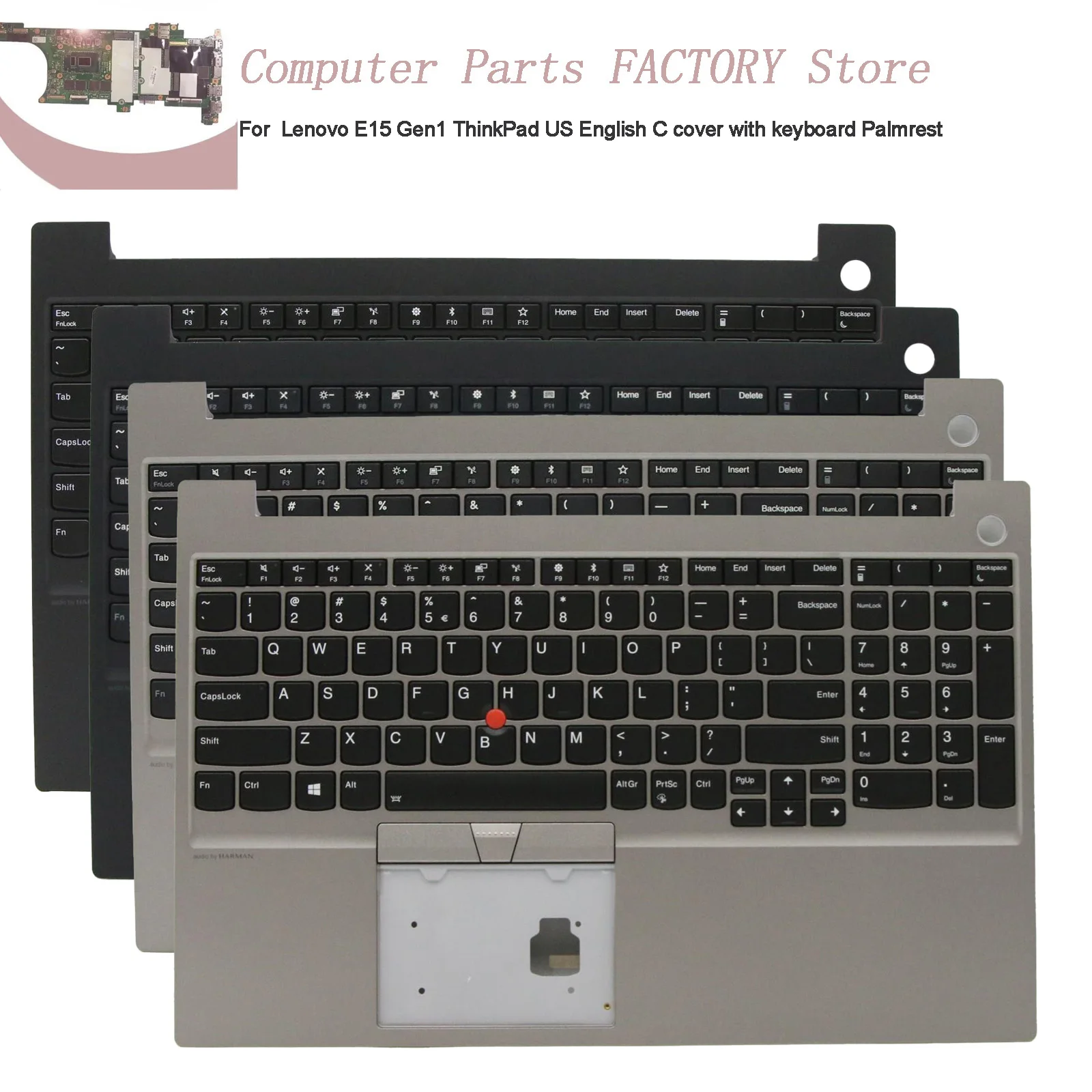 غطاء للكمبيوتر المحمول Lenovo E15 Gen1 ThinkPad US English C مع غطاء لوحة المفاتيح Palmrest