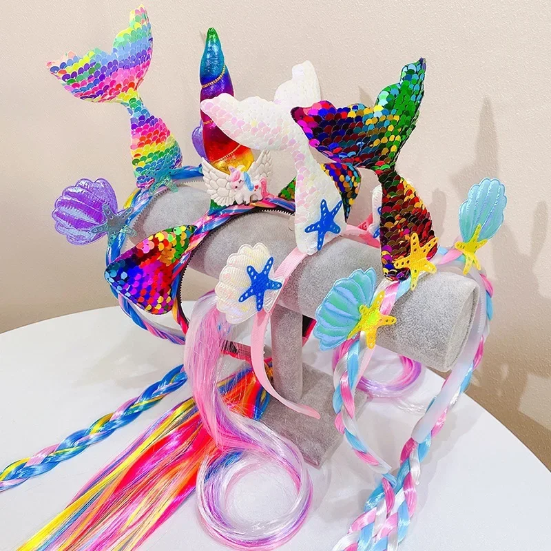 Kids Accessories Hair Pin Unicorn Headband Wigs Children's Hair Accessories Cartoon Hair Clip for Kids Baby Pin image 3
