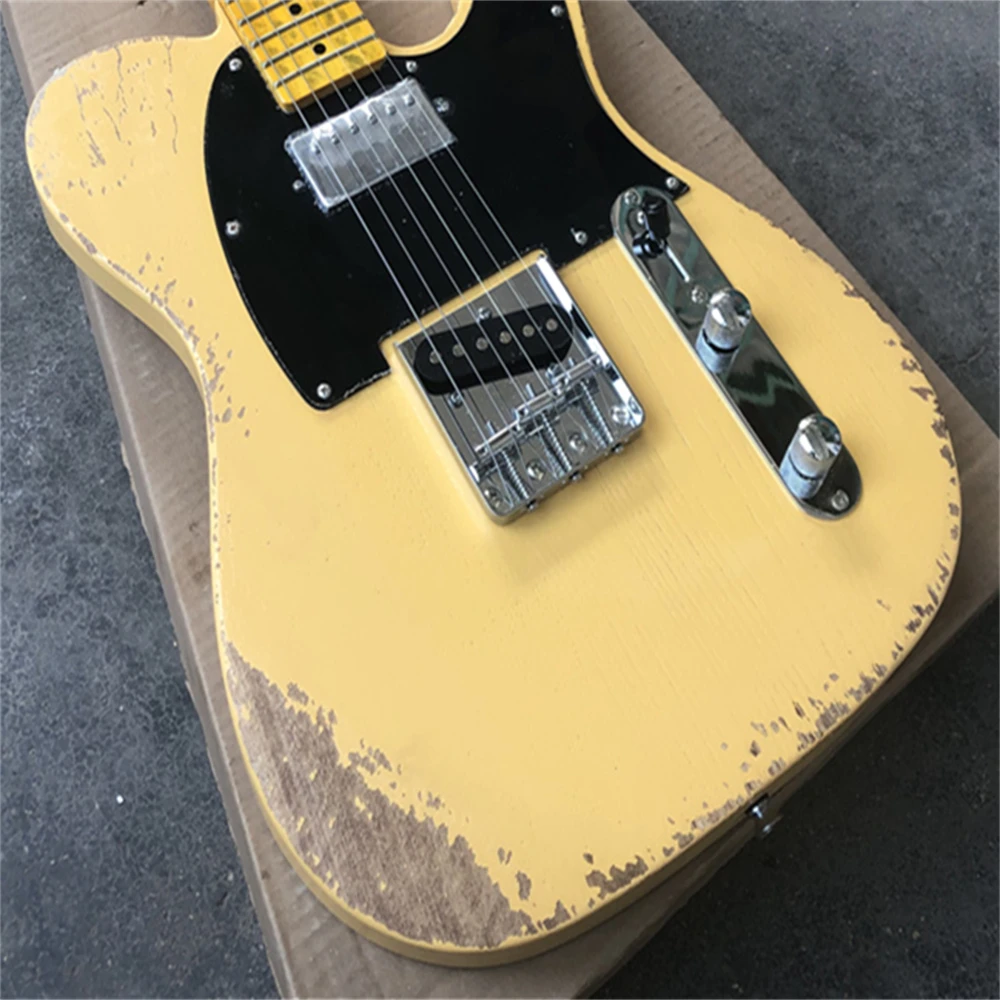 

Best-selling vintage yellow electric guitar, 6-string, excellent craftsmanship, real photo