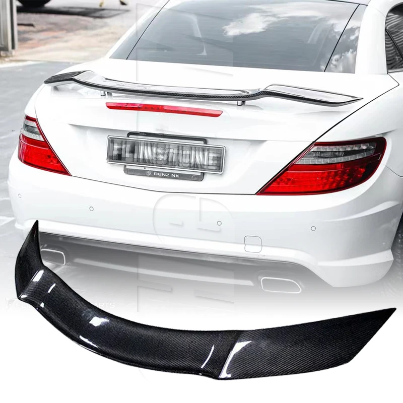 For Mercedes Benz SLK 200 250 280 300 350 100%Real Carbon Gloss Black Fiberhighquality ABS Rear Spoiler Trunk Lid GT Style