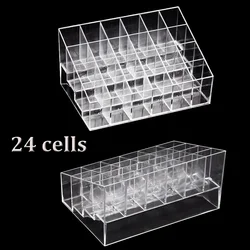 1pcs Acrylic Tattoo Ink Cup Clear Crystal Box Makeup Pigment Cups Caps Storage Container Rack Holder Stand 24 Holes