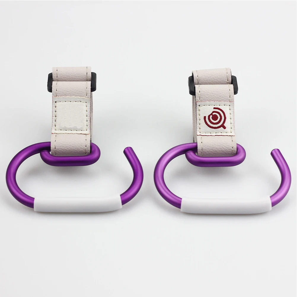 Gancho para cochecito de bebé, gancho para cochecito de alta resistencia, organizador de accesorios para cochecito, bolsas para pañales colgantes, bolso, carrito, uso en bicicleta, color morado