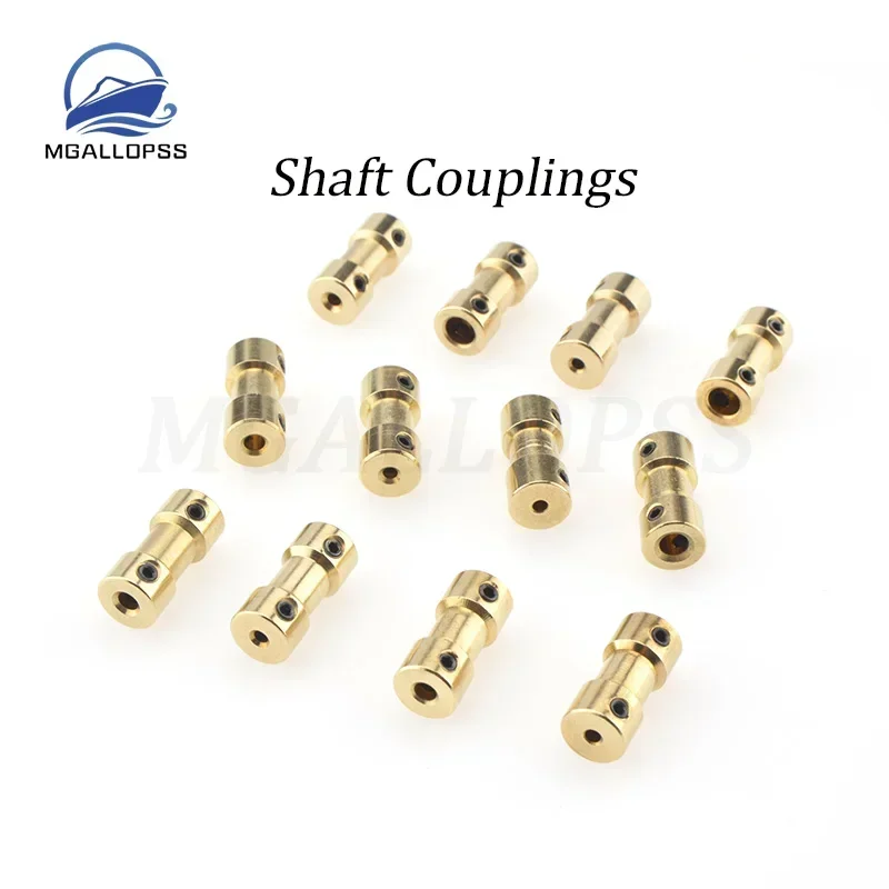 2pcs Drive Shaft Connector Motor Shaft Coupling Copper Coupling with Screw for RC Car Boat and Robot