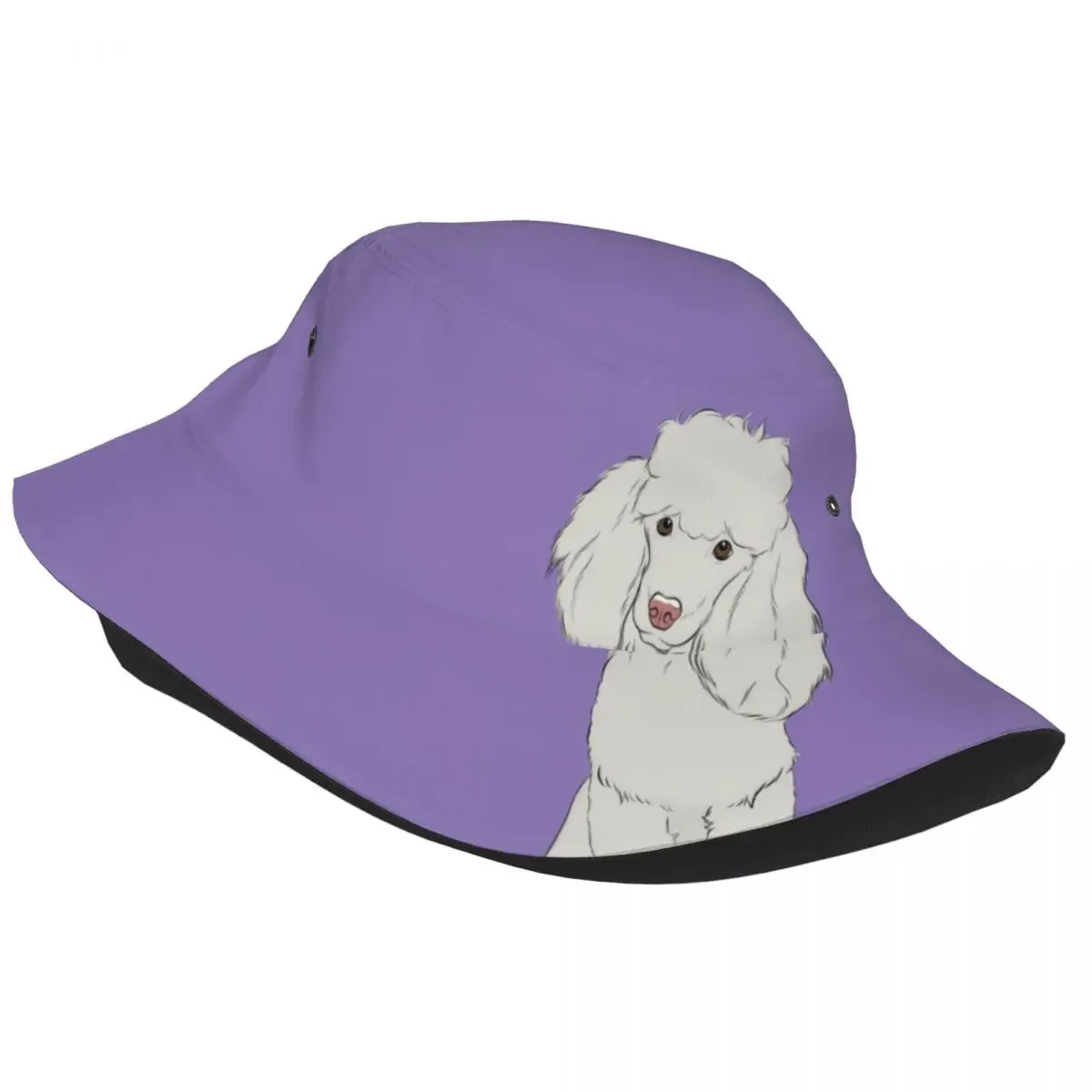 White Poodle Bucket Hat Personalized Summer Unisex Beach Sun Dog Lover Hats