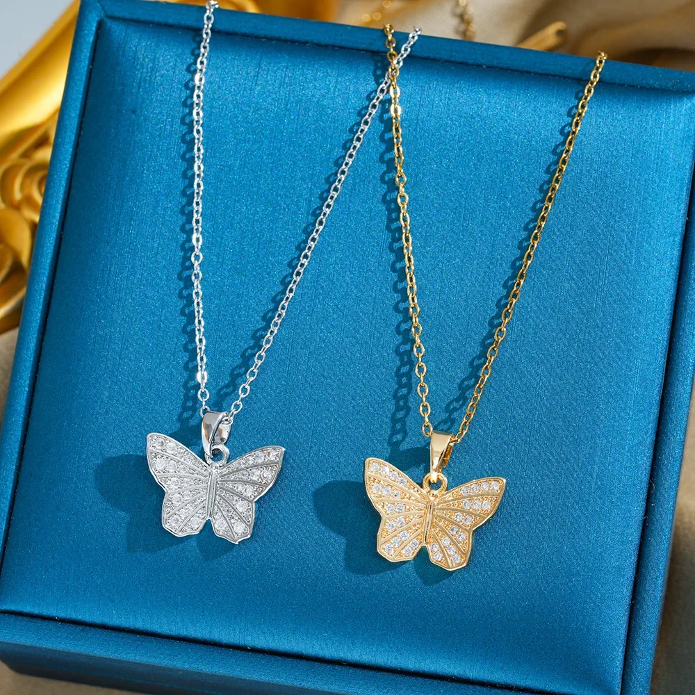 The style is novel. The butterfly titanium steel necklace is specially designed for women, retaining its color.