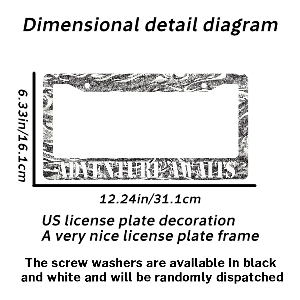 إطار لوحة ترخيص Adventure Waits - إطارات علامات السيارة المصنوعة من الألومنيوم لتزيين السيارة من الجبال الأمريكية #3