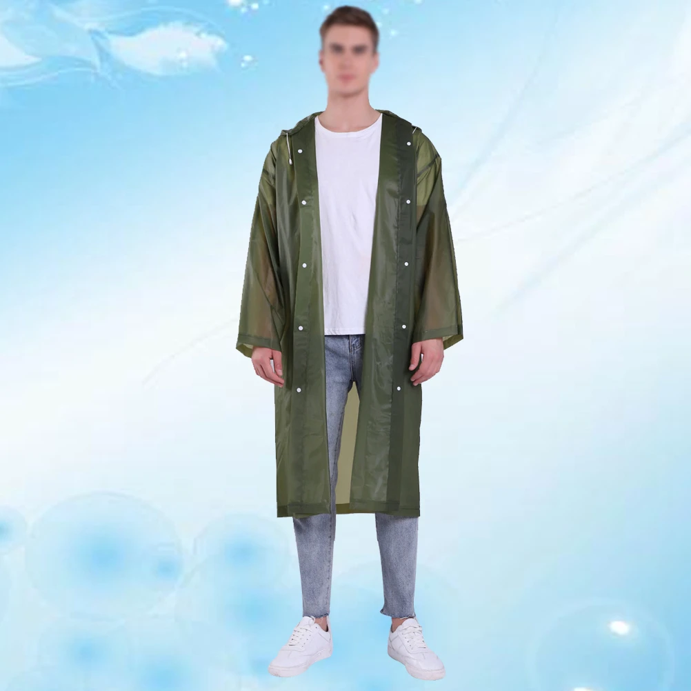 

Rain Poncho EVA Environmentally Friendly Raincoat Travel Adult Gear Hooded for Women Army Green Raincoats Man