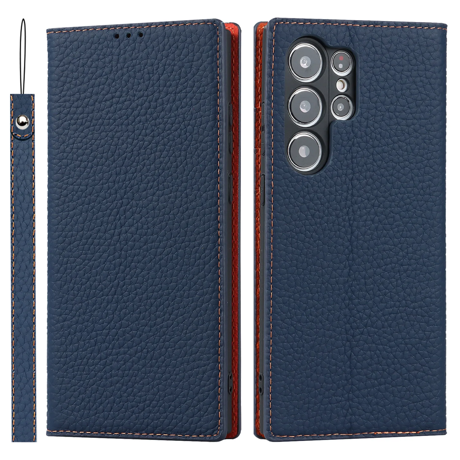 Cowhide Genuine Real Leather Phone Case For Samsung Galaxy S24 S23 S22 S25 S26 Ultra Plus Flip Wallet Card Business Phone Bag