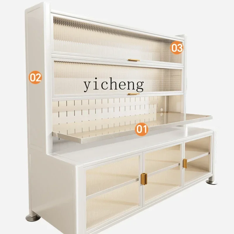 

Kitchen Shelves Rock Slabs Edge Storage Floor to Floor Multi-layer Oven Microwave Cupboards