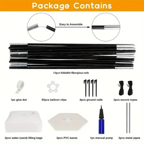 1 st ballongbåge, innovation stor robust ballongbågssats, hög justerbar ballongbågsstativ med vattenfyllbara baser, manual 10 best sales ballongbåge - №1