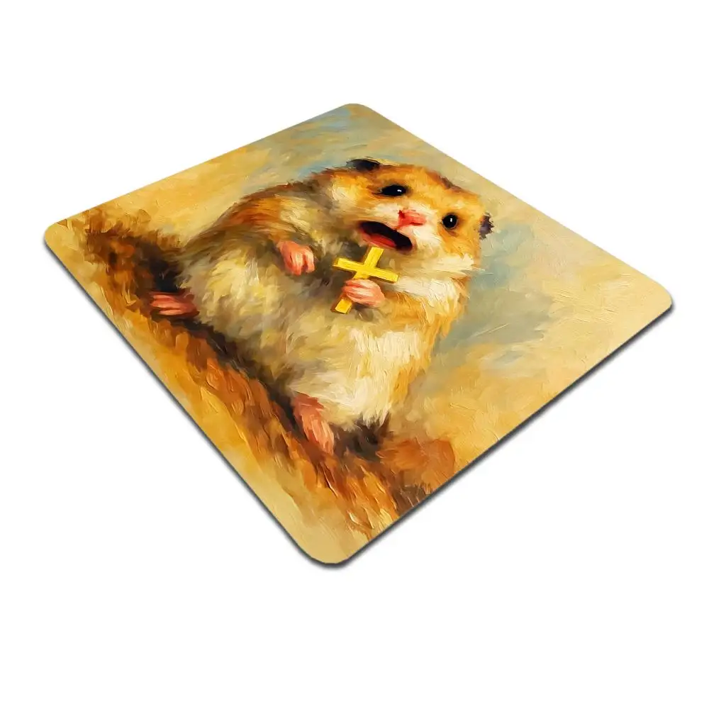 HYBXAXC Funny Hamster Cross SmallMouse Pad Non Slip Rubber Desk Mat Waterproof Gaming Keyboard Pad for Office