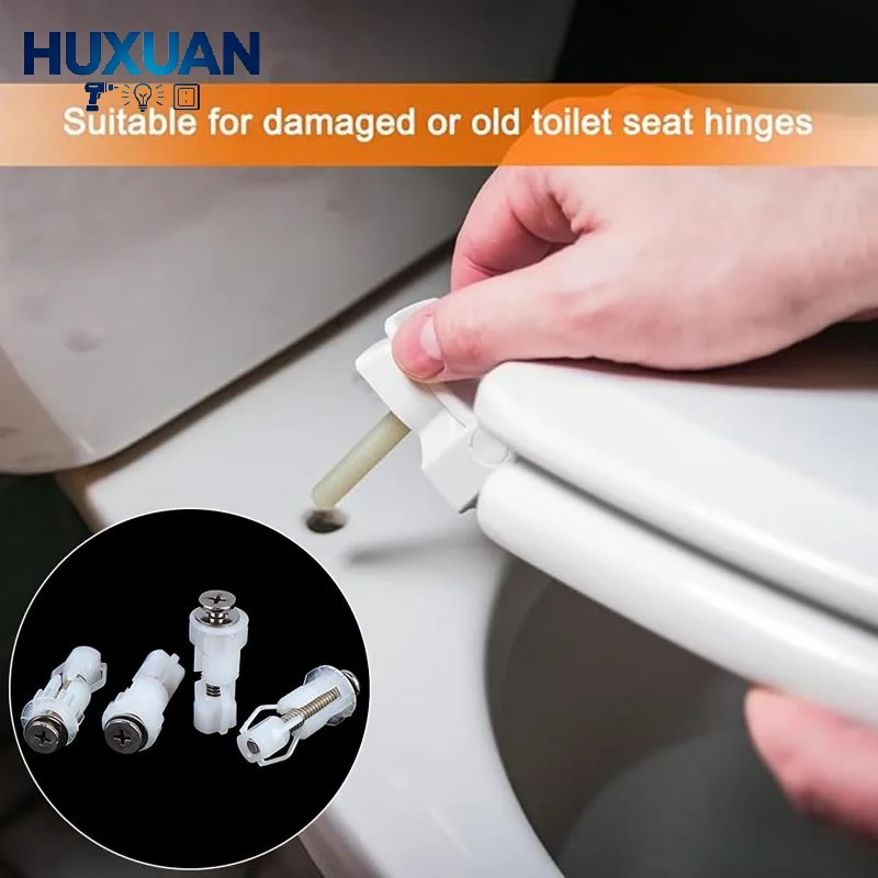 4Pcs Toilet Lid Fixing Screw Replacement Kit No Extra Tool Needed with Nut Cover for Home WC Pan Quick Repair