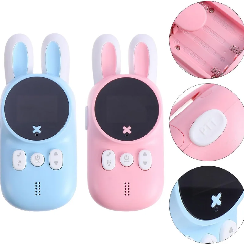 2pcs Kids Walkie-talkies Toy Battery Operated Bunny Walkie-talkies Childrens Radio Outdoor Camping Fun Toys Easter Party Favor