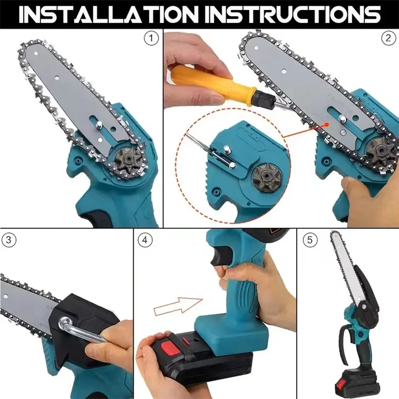 

8 Inch mini rechargeable chain saw Handheld Pruning Chainsaw Woodworking Electric Saw Cutting electric chainsaw battery