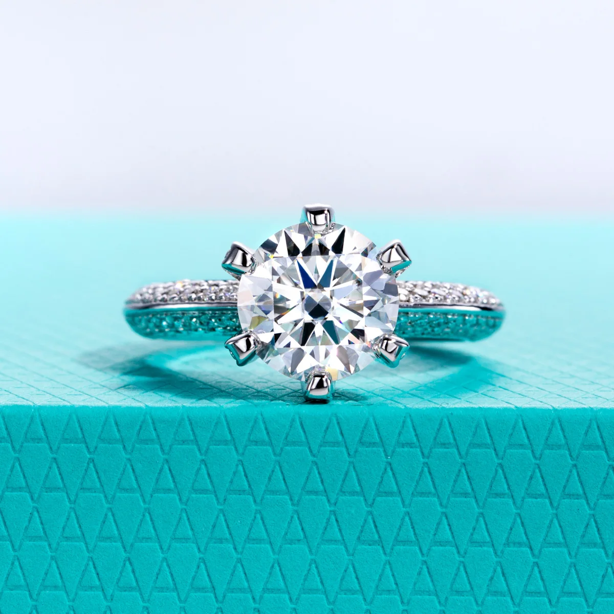 AnuJewel 3ct D Color Moissanite Engagement Ring 18K Gold Plated 925 Sterling Silver Wedding Band for Women Jewelry Wholesale