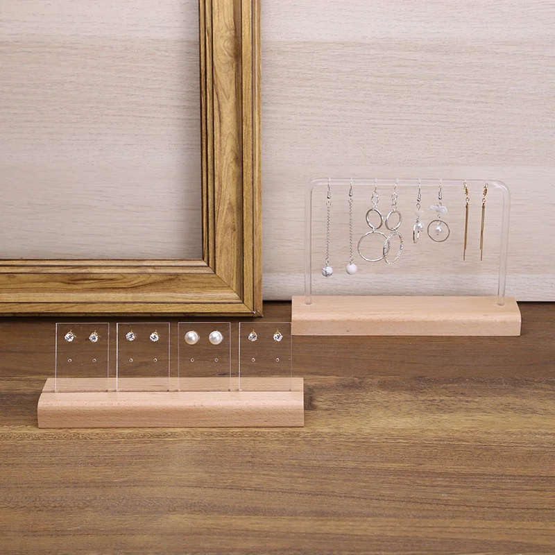 

Minimalist Wooden and Acrylic Earring Racks, Necklace and Bracelet Hanging Stand, Jewelry Display Shelf Organizer Case Props